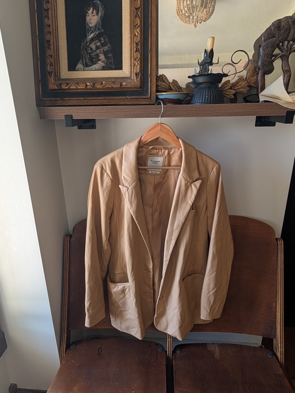 Abercrombie & Fitch Tan Leather Blazer Jacket